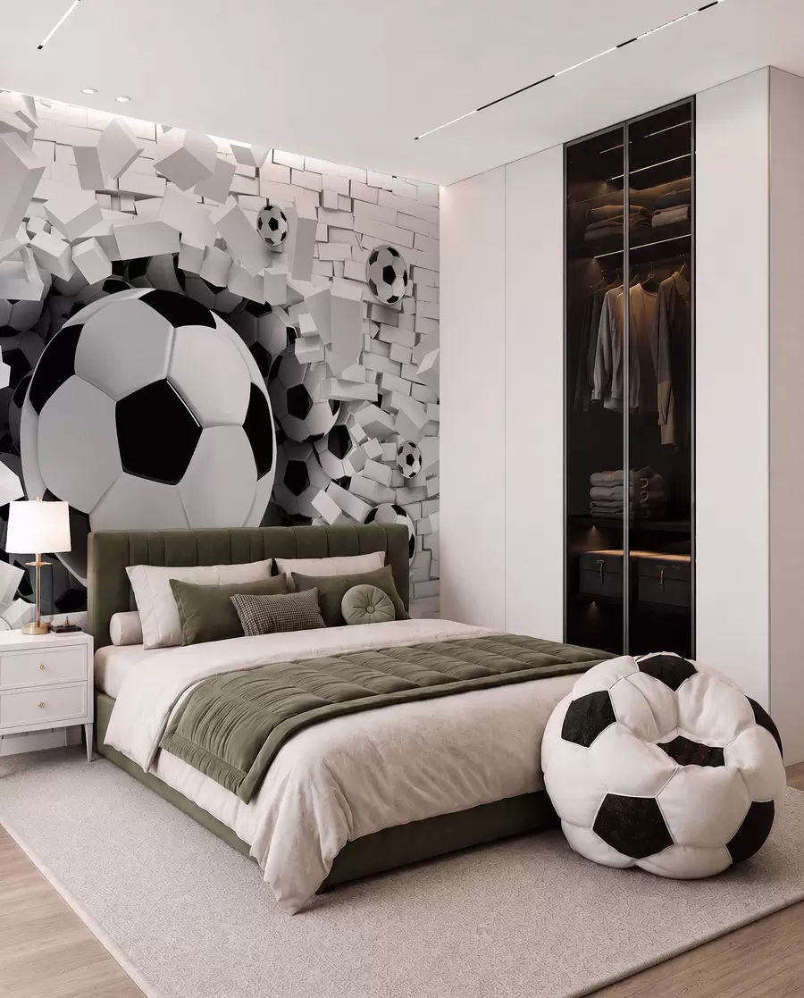 Papier peint photo Le ballon traverse le mur u96315