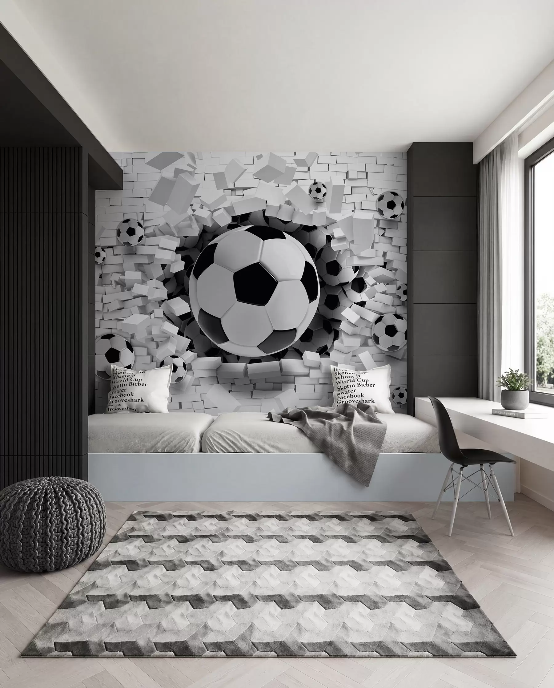 Papier peint photo Le ballon traverse le mur u96315