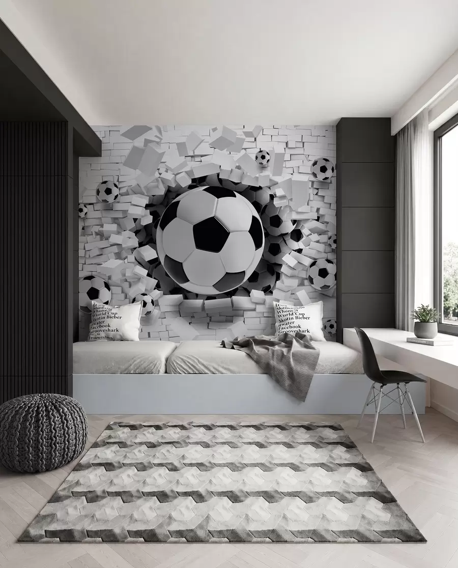 Fotobehang De voetbal breekt door u96315