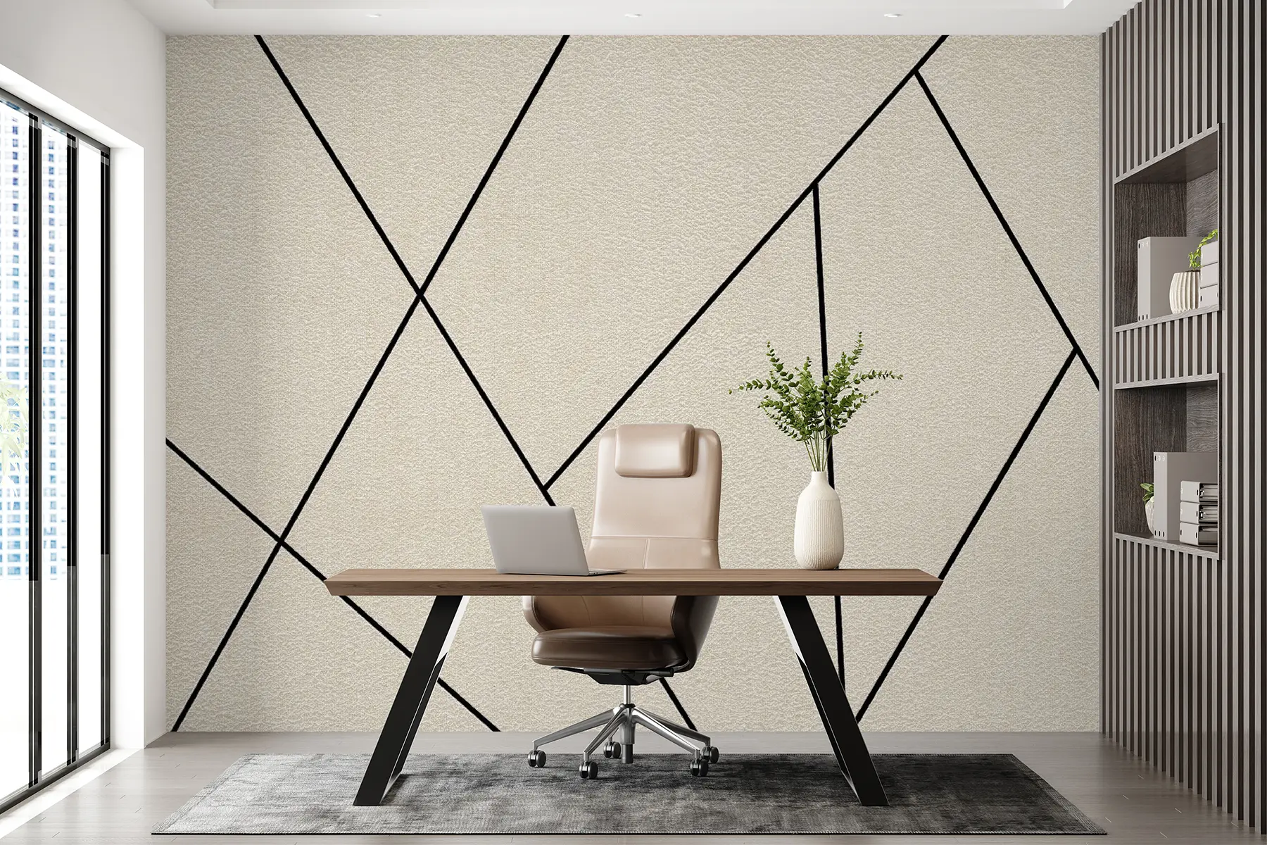 Fotobehang Kruisingen op de muur, minimalistische stijl u11256
