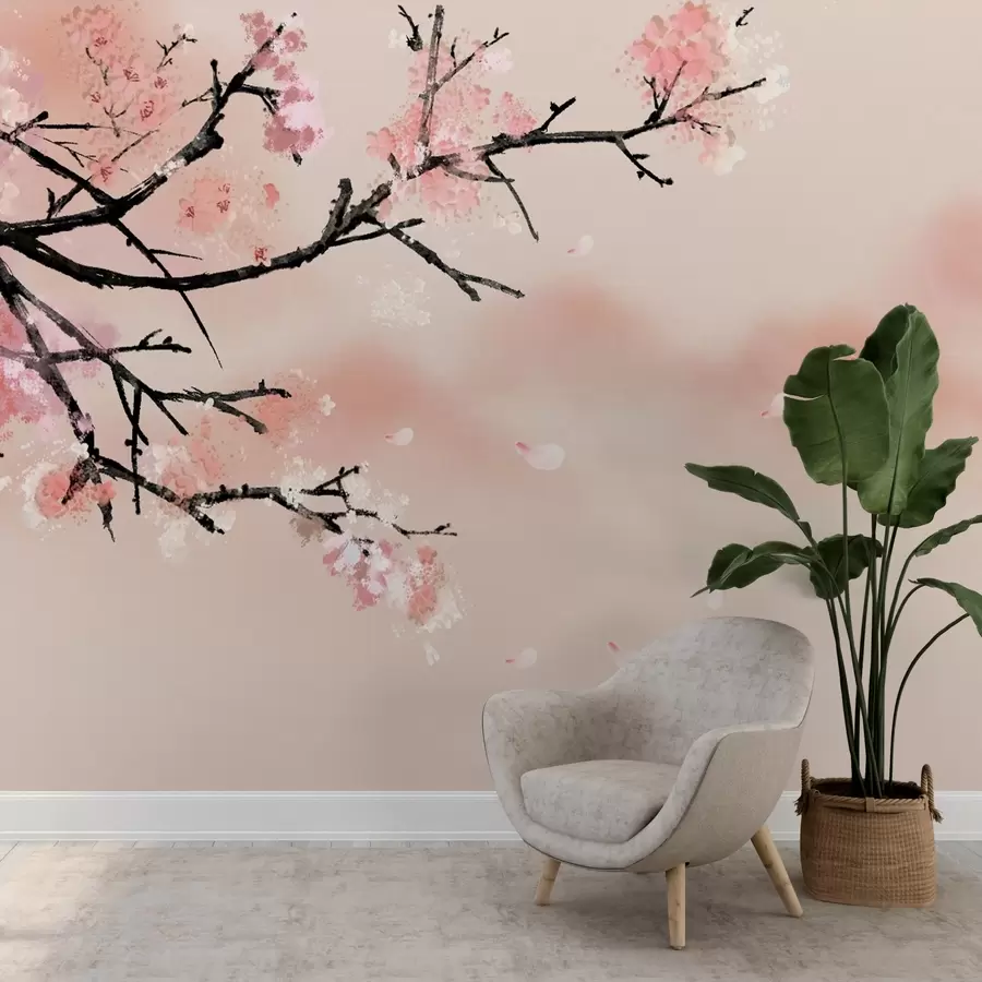 Fotobehang Bloesems dansen in een zacht briesje u15866