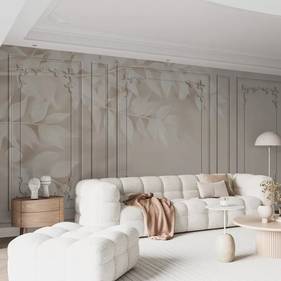 Fotobehang Klassieke Engelse Boiserie panelen met bladeren u96165