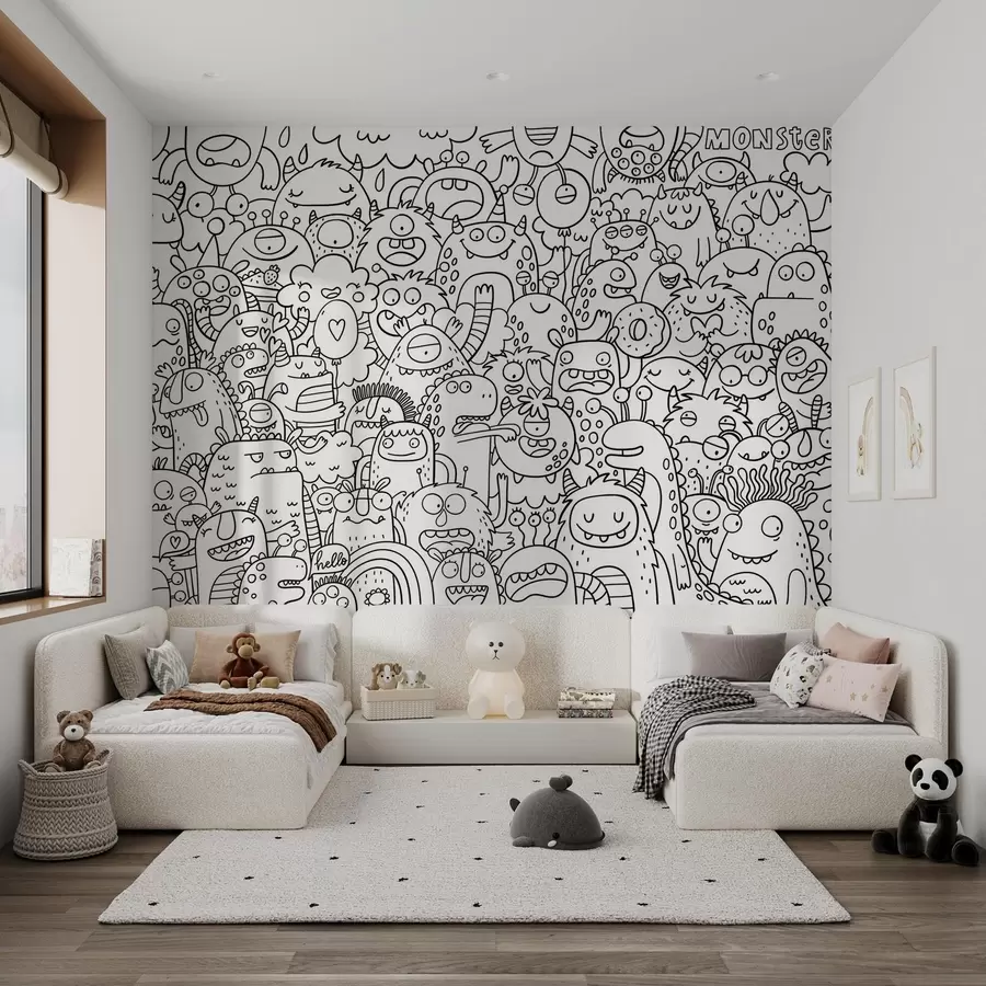 Papier peint photo Couleurs du papier peint Monstres rigolos pour enfants u96393