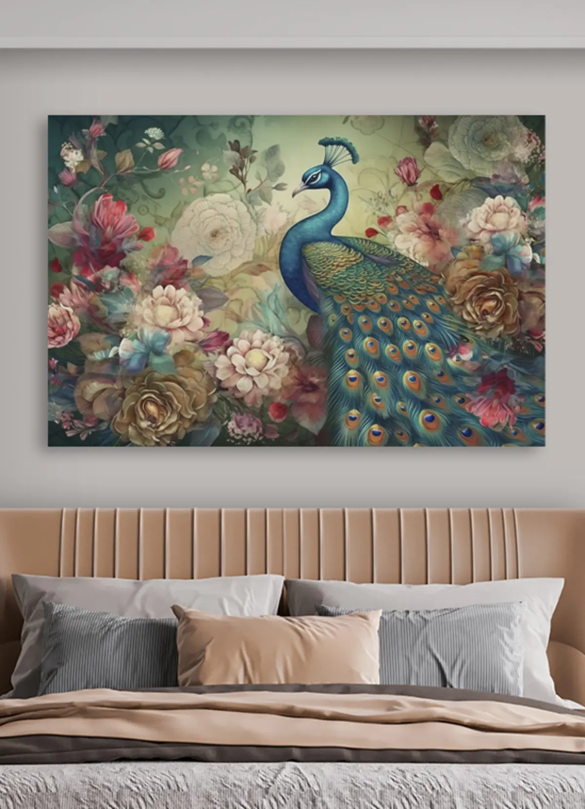  Schilderijen Pauw in bloemen in vintage stijl s34869