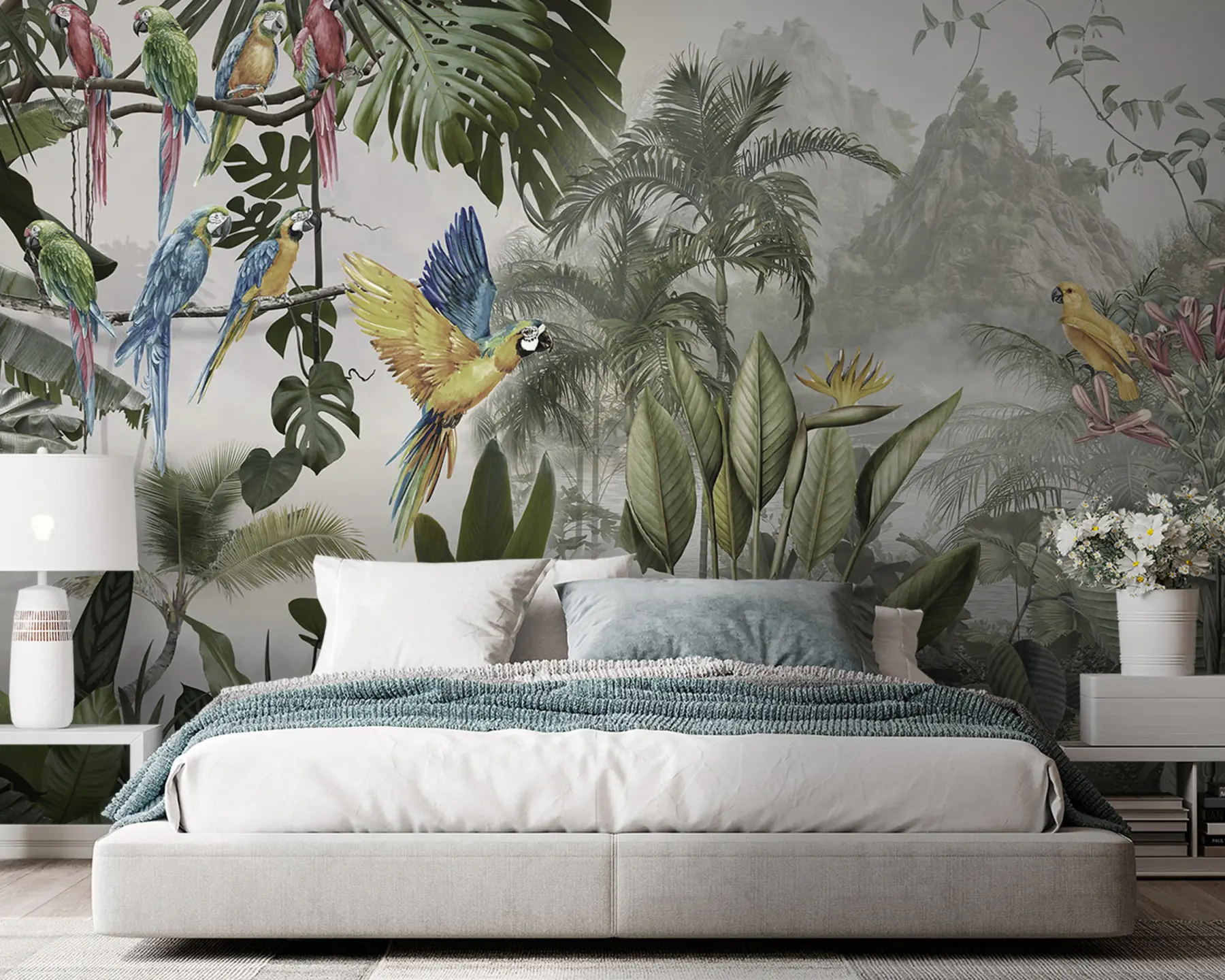 Fotobehang Papegaaien in het regenwoud u95693