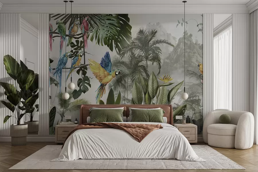 Fotobehang Papegaaien in het regenwoud u95693