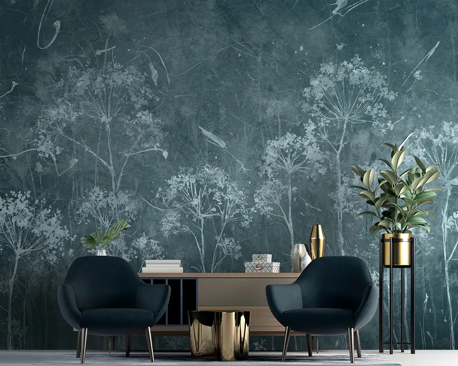 Fotobehang Wilde bloemen in grungestijl u96551