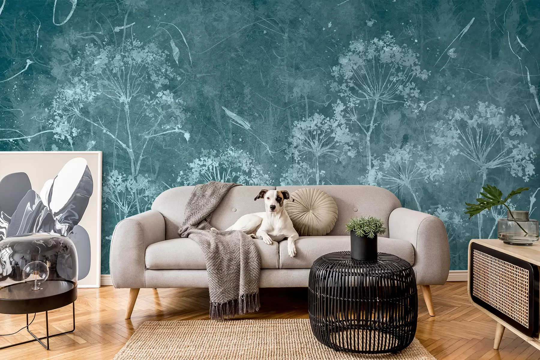 Fotobehang Wilde bloemen in grungestijl u96551