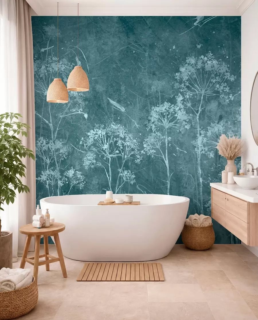 Fotobehang Wilde bloemen in grungestijl u96551
