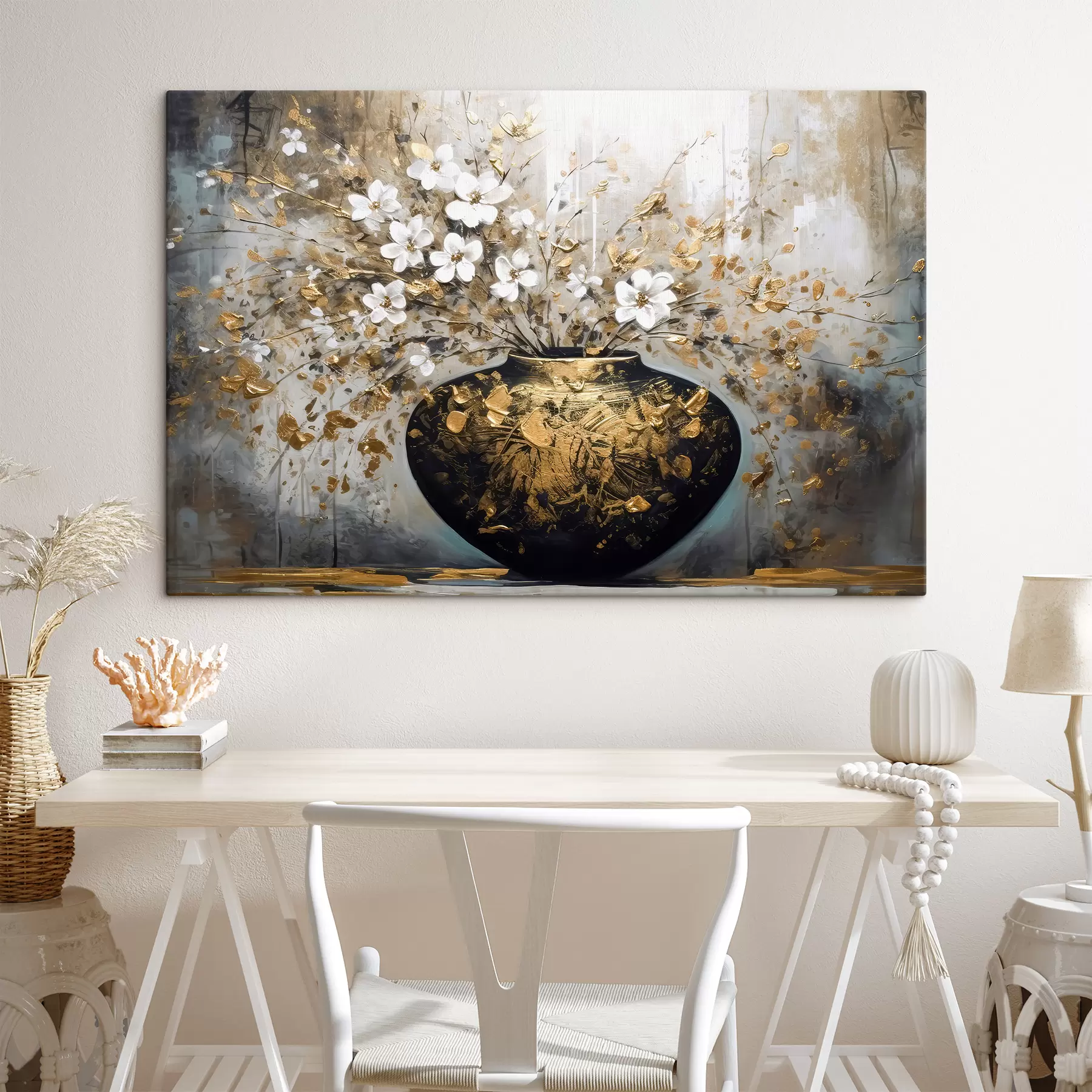  Peintures Branches de fleurs blanches dans un vase s35377