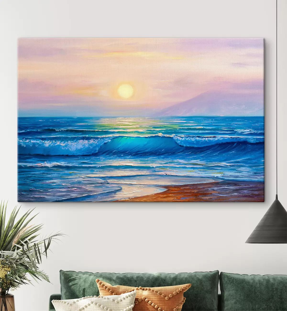  Schilderijen Roze zonsondergang op de achtergrond van de zee s35378