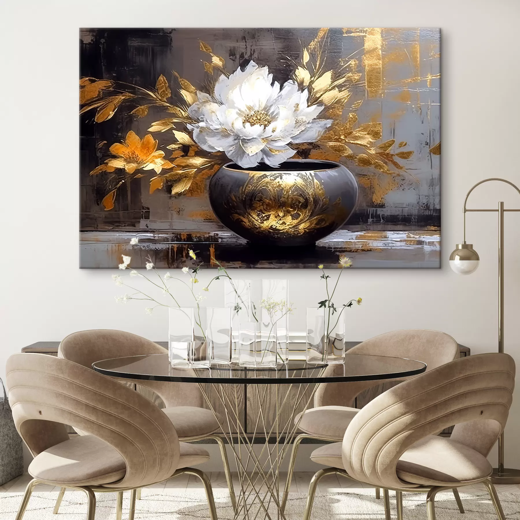  Peintures Fleur blanche dans un vase s35388