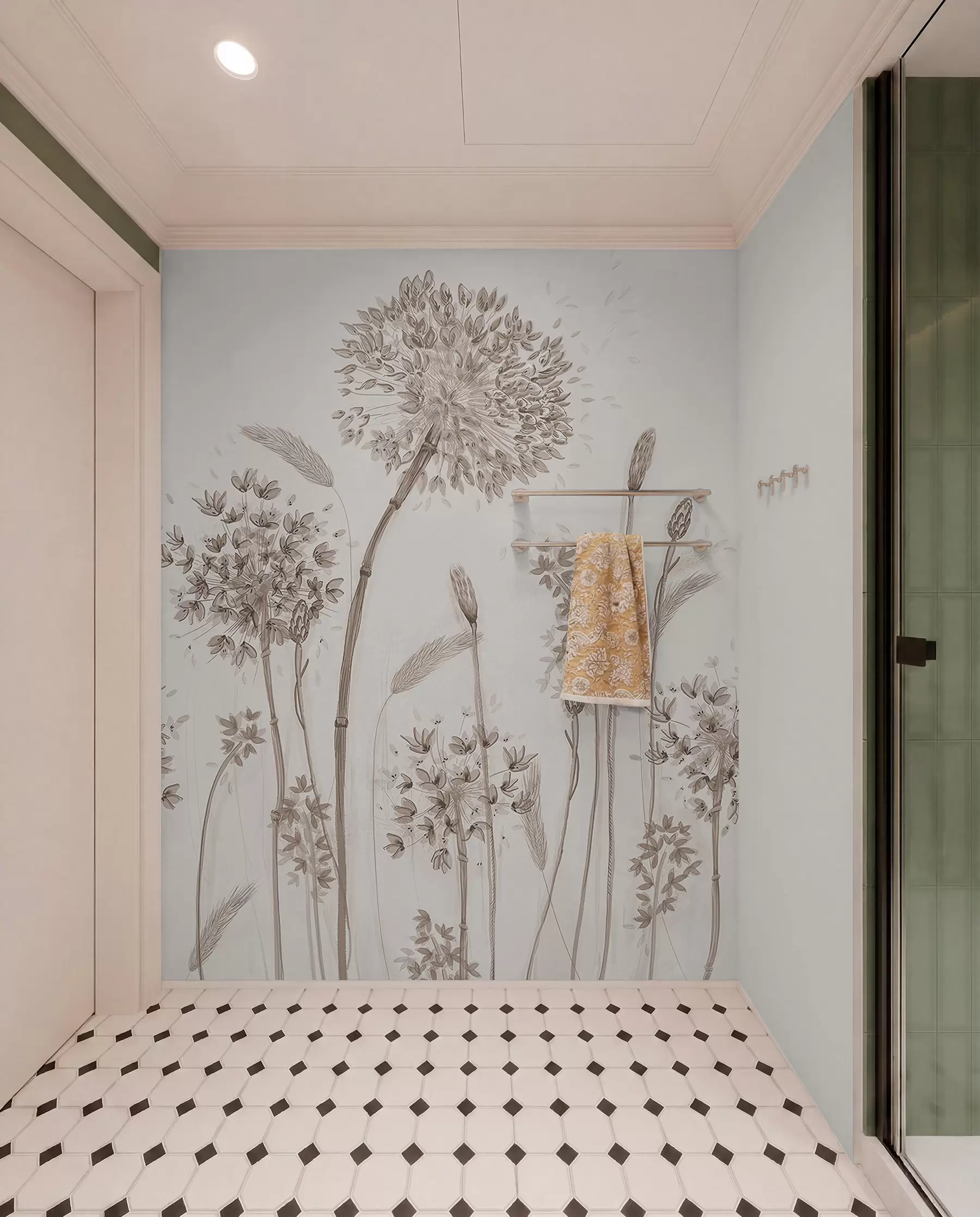 Fotobehang Grote weidebloemen van paardebloemen in monochrome stijl loft-minimalisme u96934
