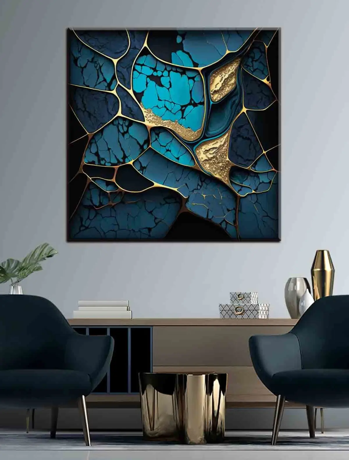  Peintures Fond abstrait luxueux de marbre bleu cobalt en 3D s35415