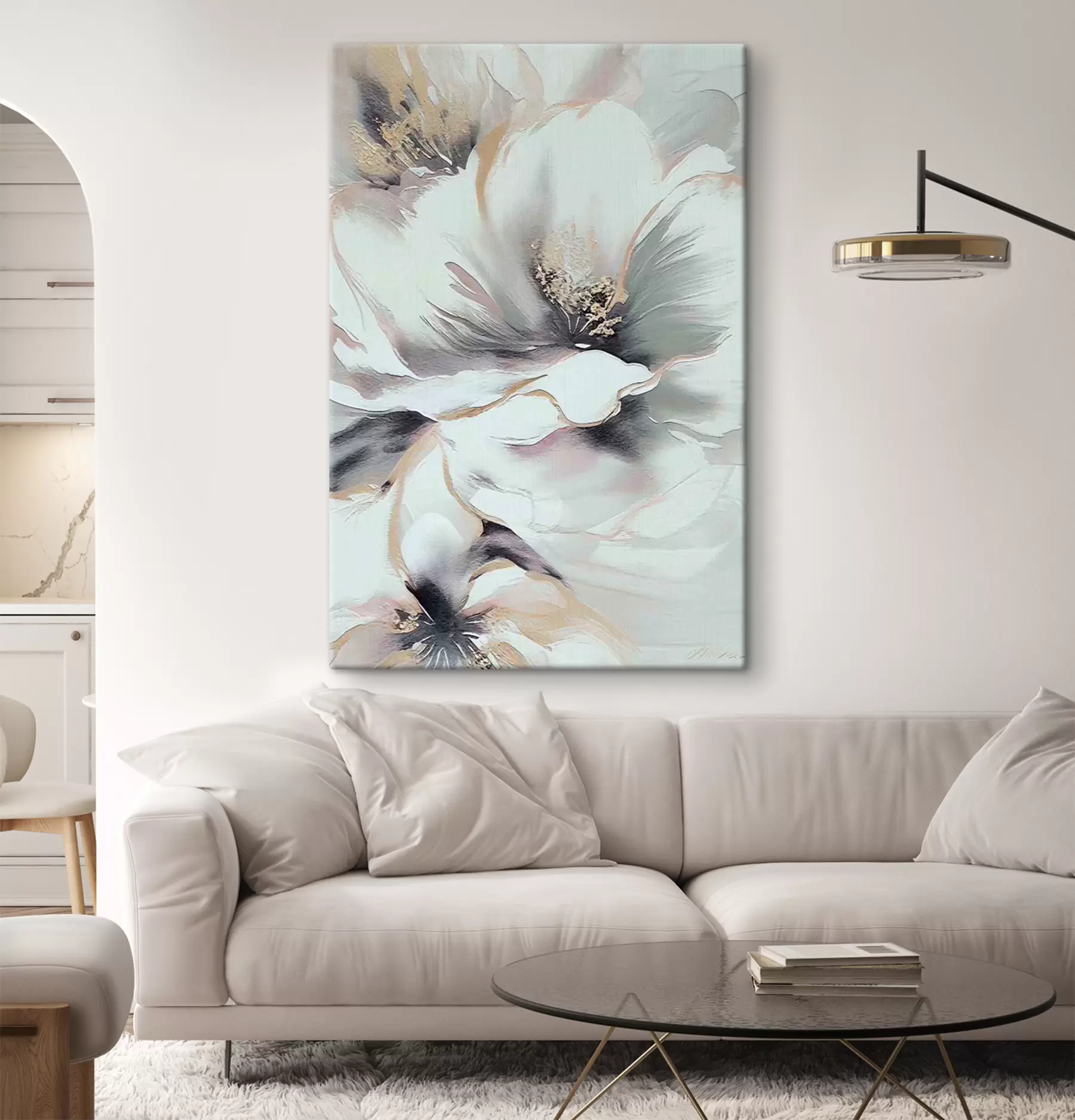 Fotobehang Bloemenpatroon met bladeren, planten en bamboe s35428