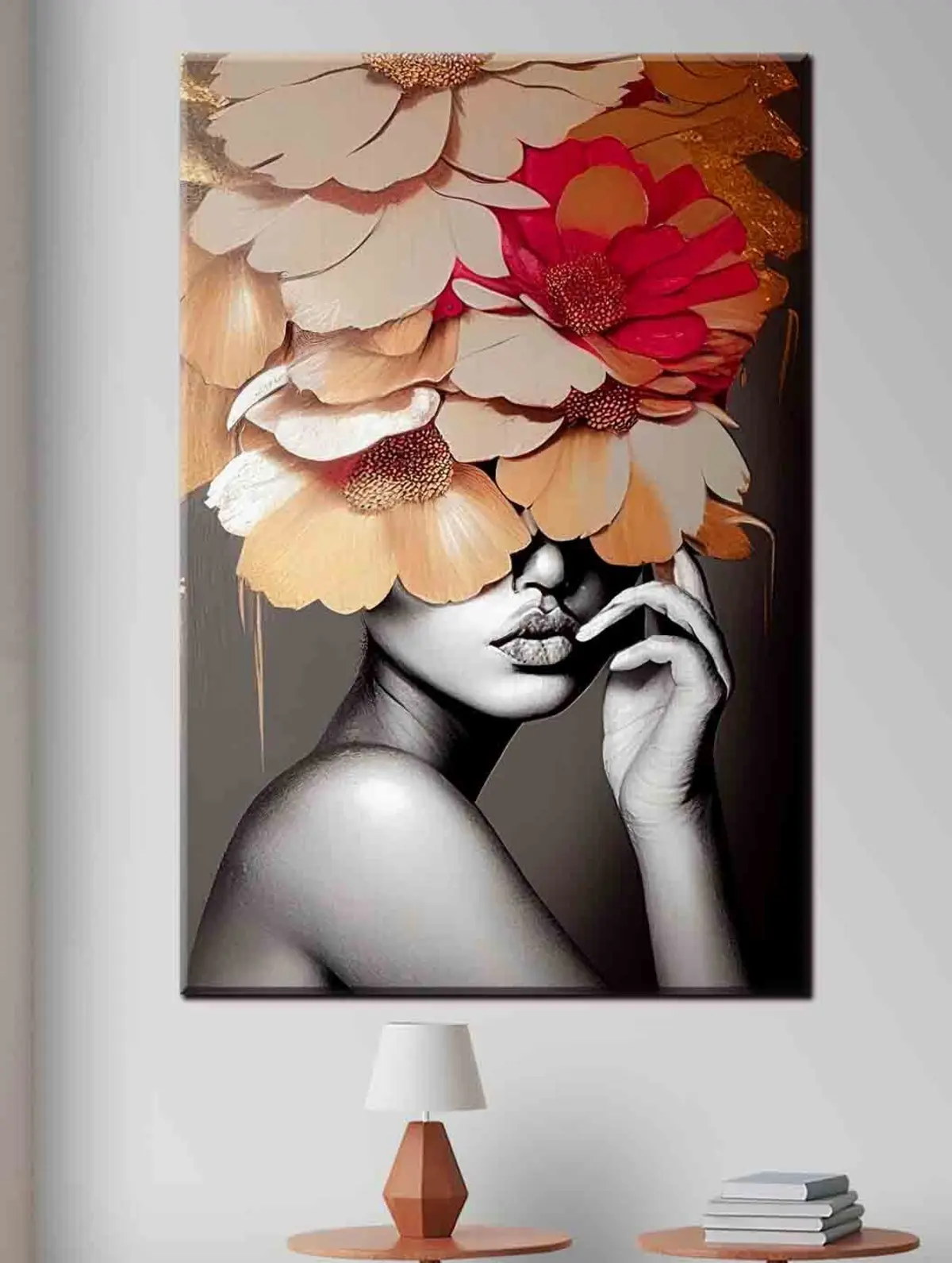  Peintures Femme avec des fleurs sur la tête s35442