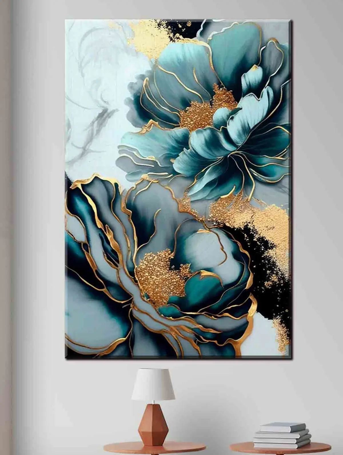 Schilderijen Blauwe bloemen met contouren s35447