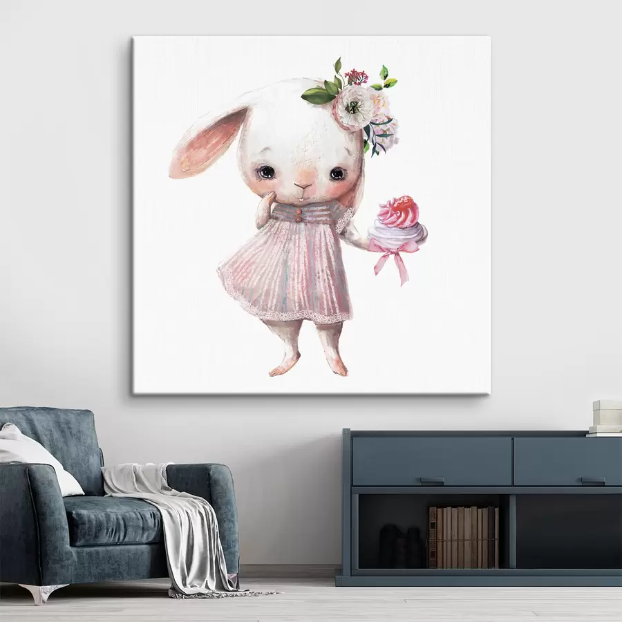  Schilderijen Schattig konijntje met een zoete traktatie s35046