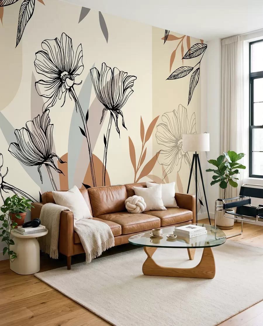 Fotobehang Populair behang in bohostijl met bloemen u97028