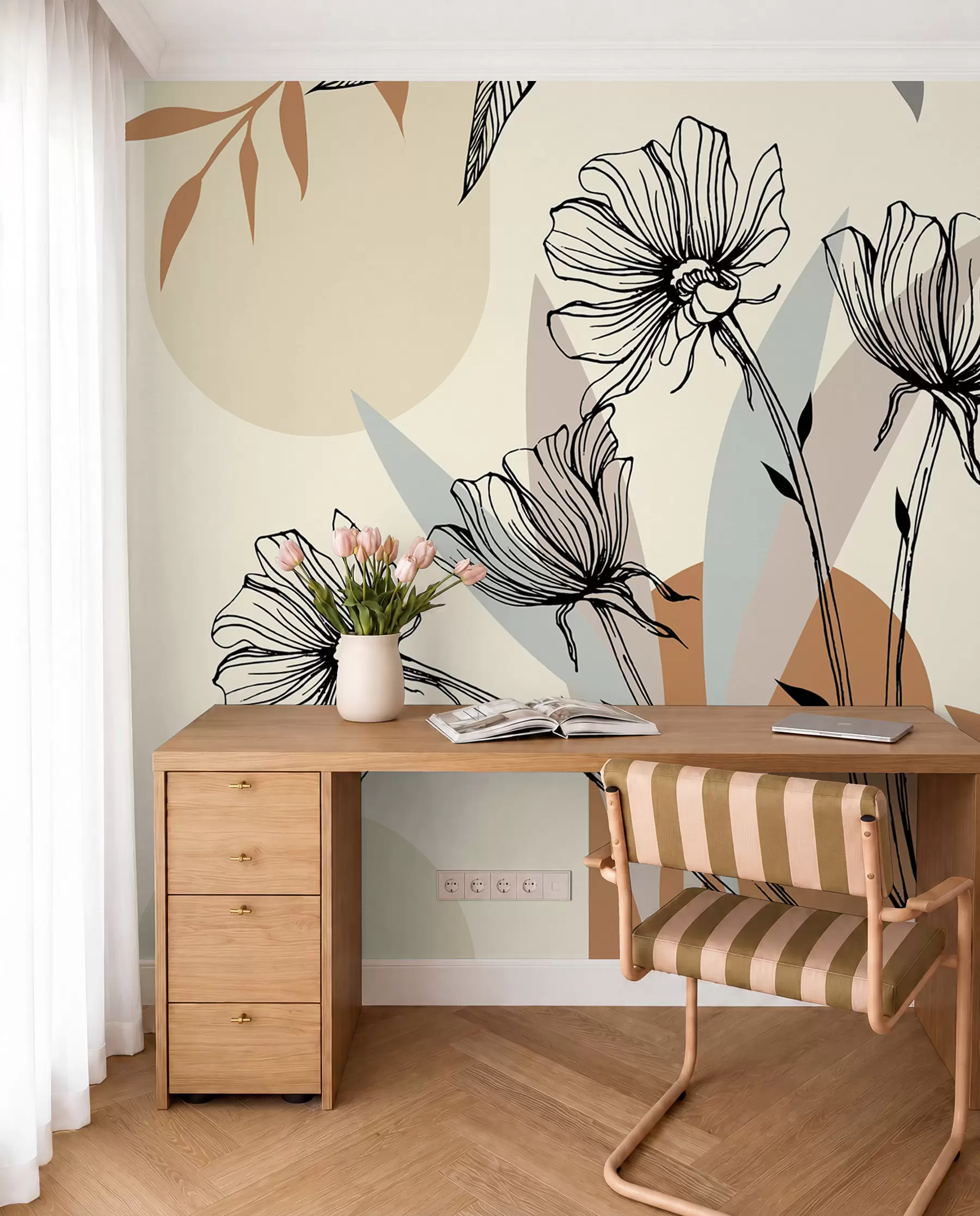 Fotobehang Populair behang in bohostijl met bloemen u97028