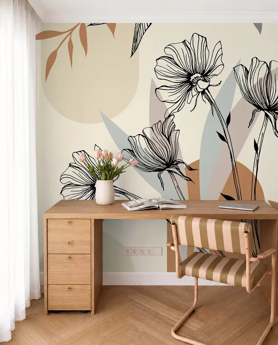 Fotobehang Populair behang in bohostijl met bloemen u97028