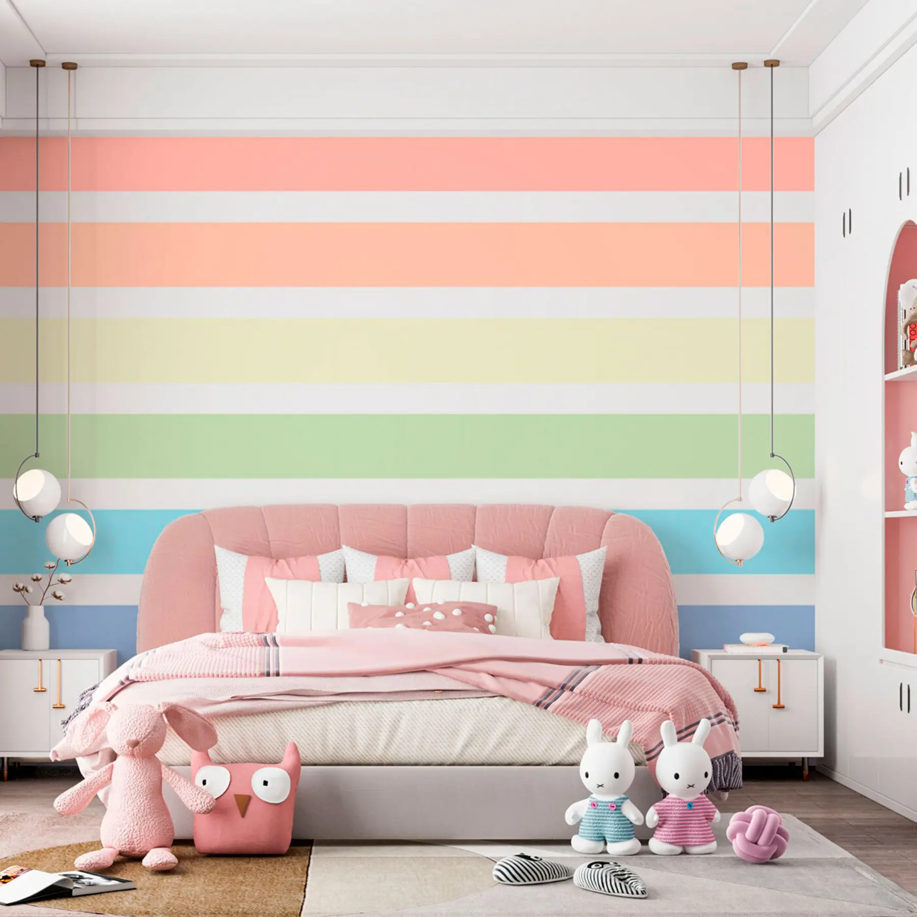Papier peint photo Papier peint rayé multicolore arc-en-ciel u97141
