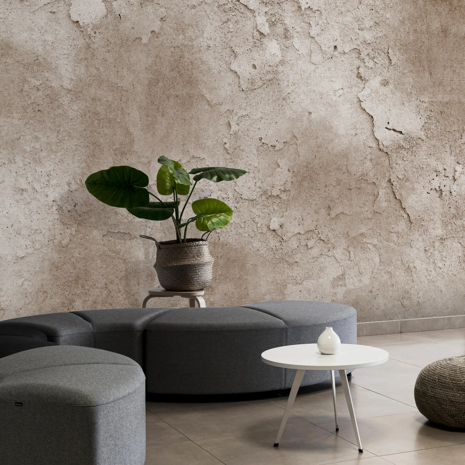 Fotobehang Bruine betonnen muur met ruwe randen u97237