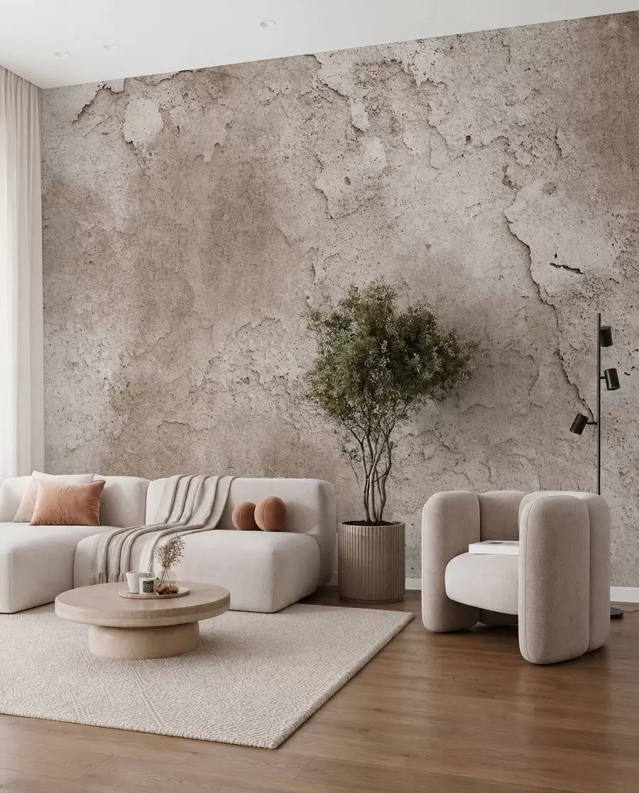 Fotobehang Bruine betonnen muur met ruwe randen u97237