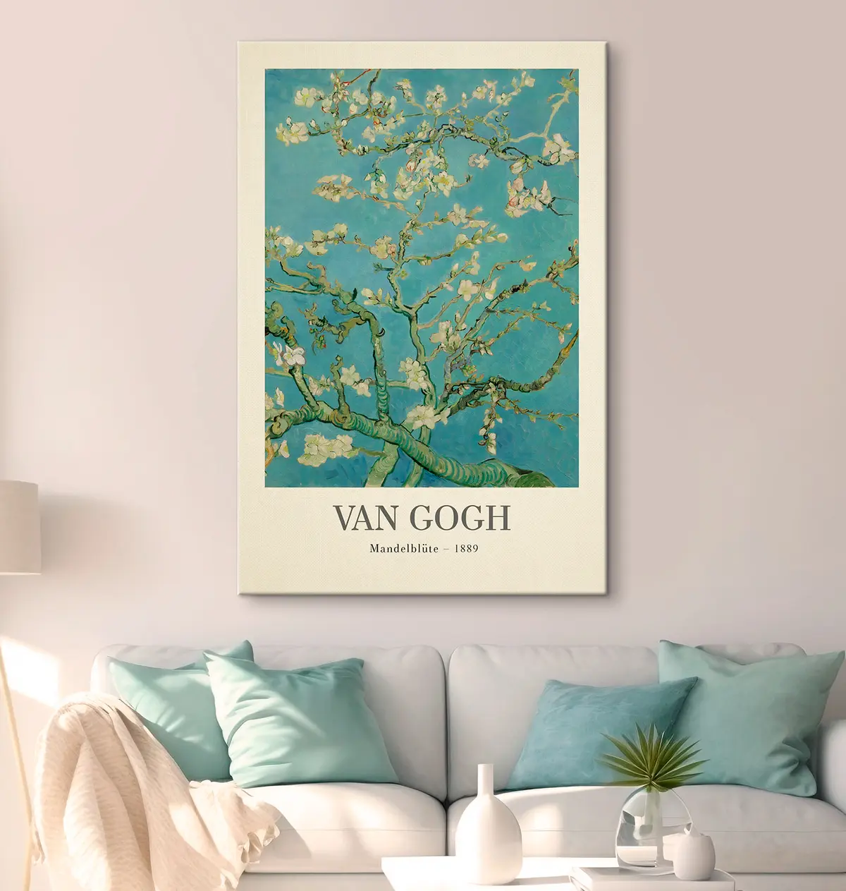  Peintures Branches en fleurs sur fond bleu s35610