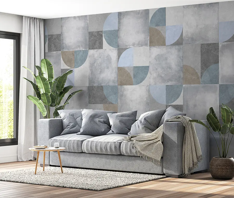 Fotobehang Abstract geometrisch patroon met cementtextuurachtergrond u97268