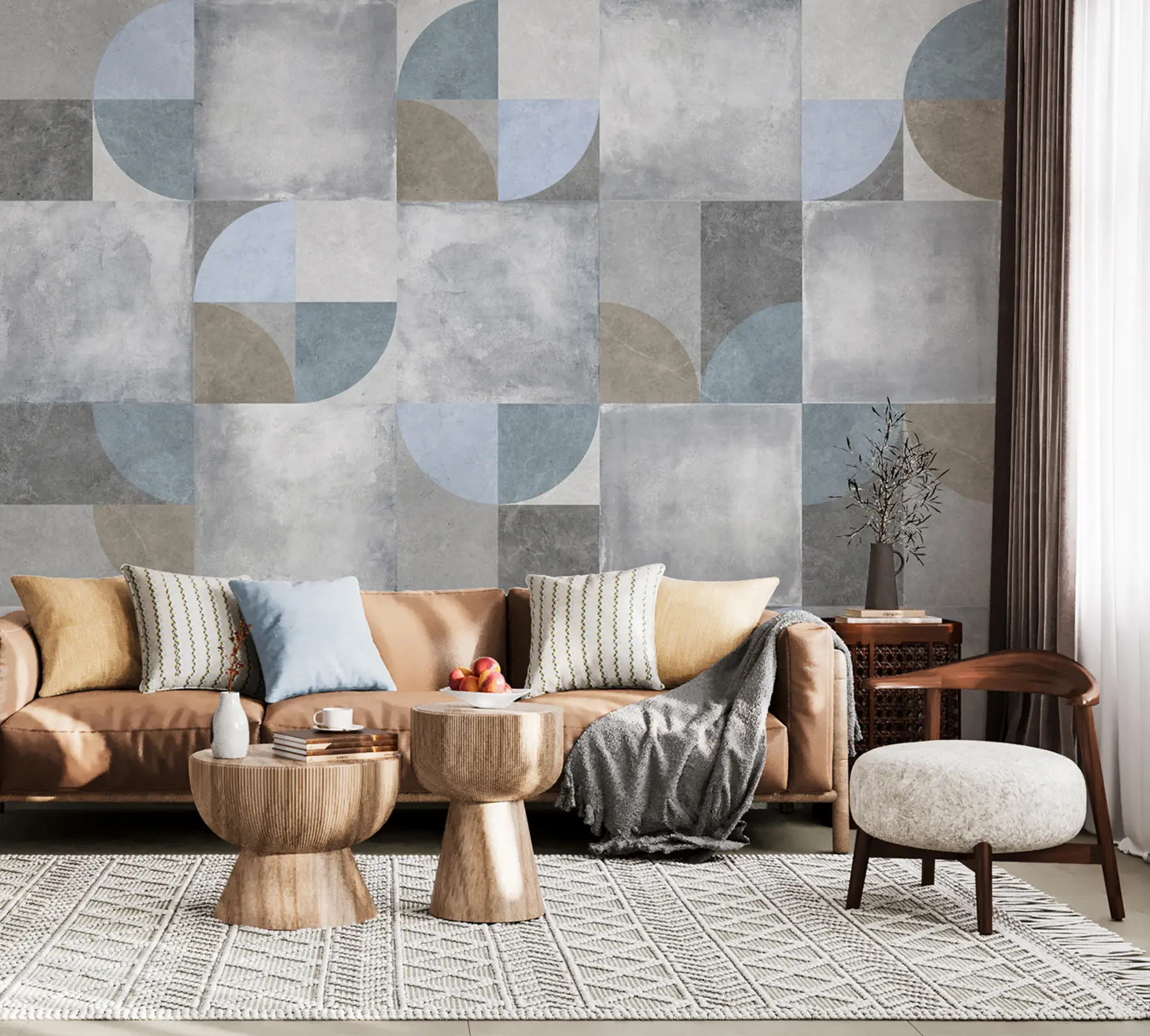 Fotobehang Abstract geometrisch patroon met cementtextuurachtergrond u97268