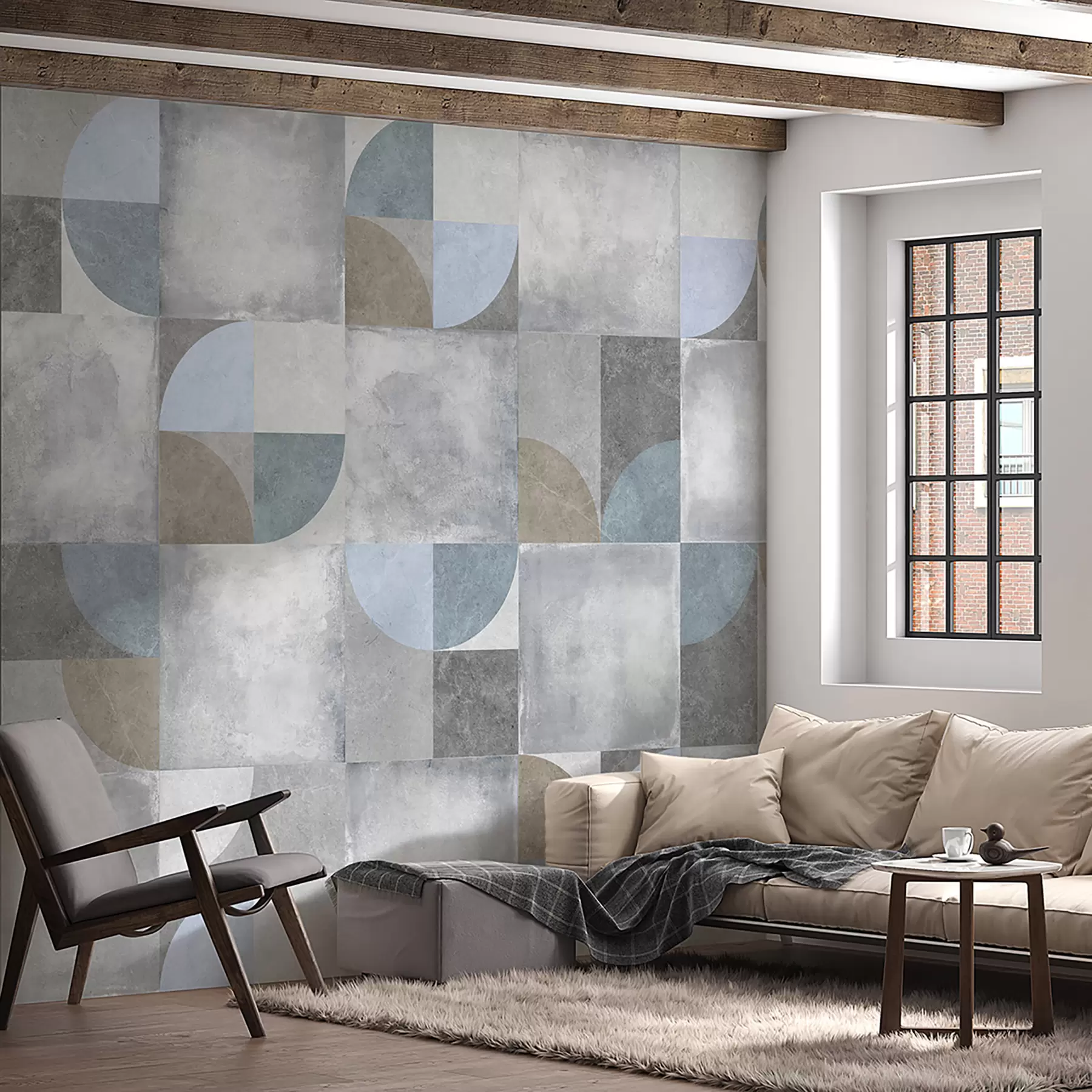 Papier peint photo Motif géométrique abstrait sur fond de texture de ciment u97268