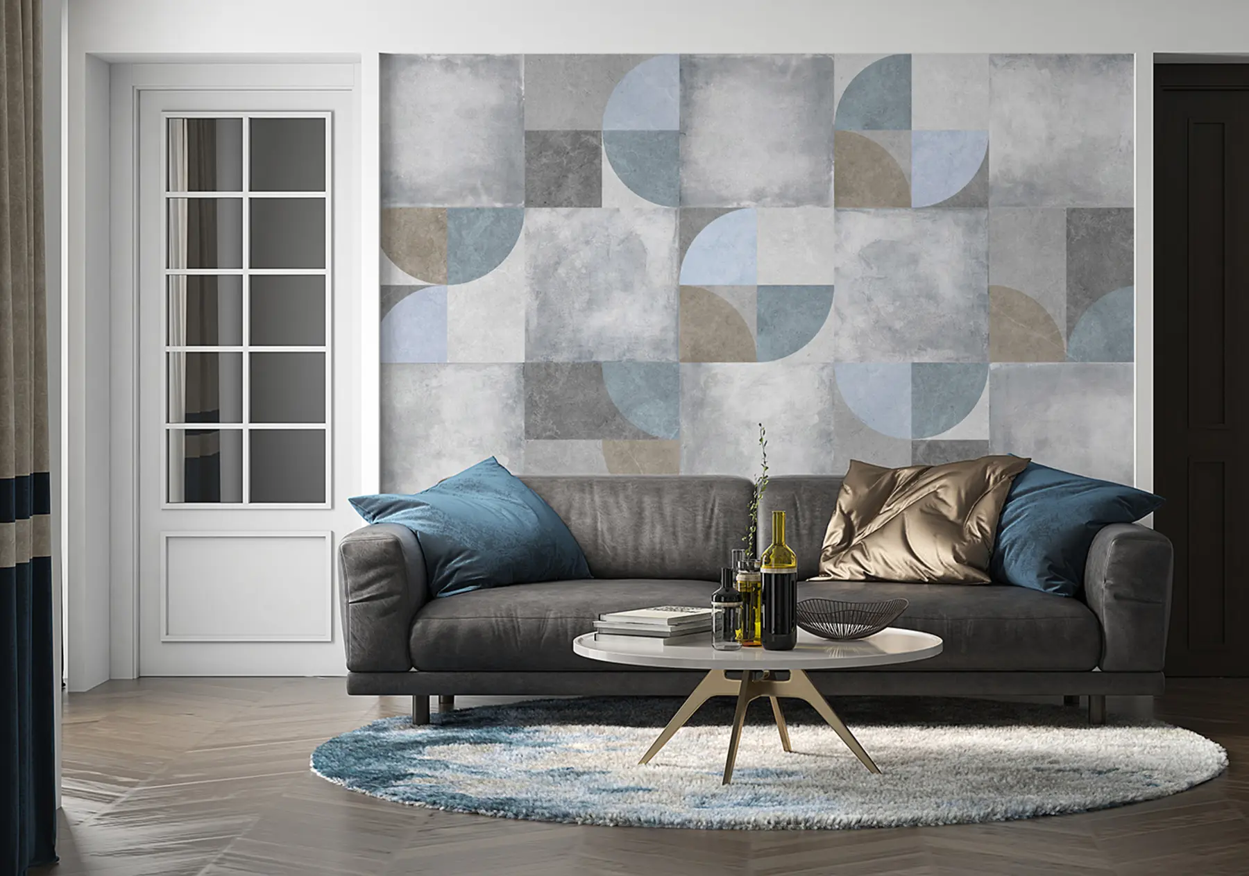 Fotobehang Abstract geometrisch patroon met cementtextuurachtergrond u97268