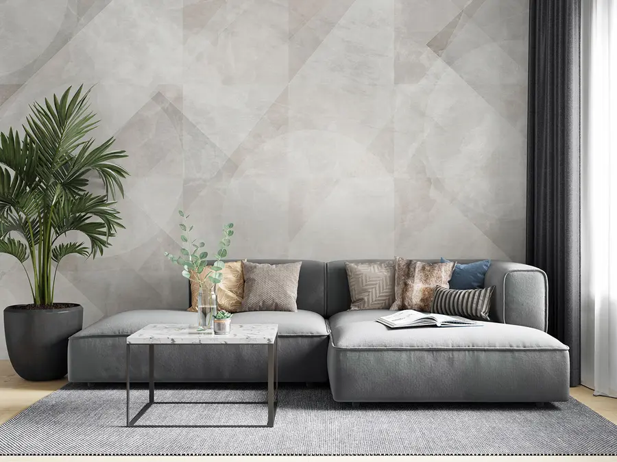 Papier peint photo Abstraction géométrique sur fond de marbre dans des couleurs pastel u97269