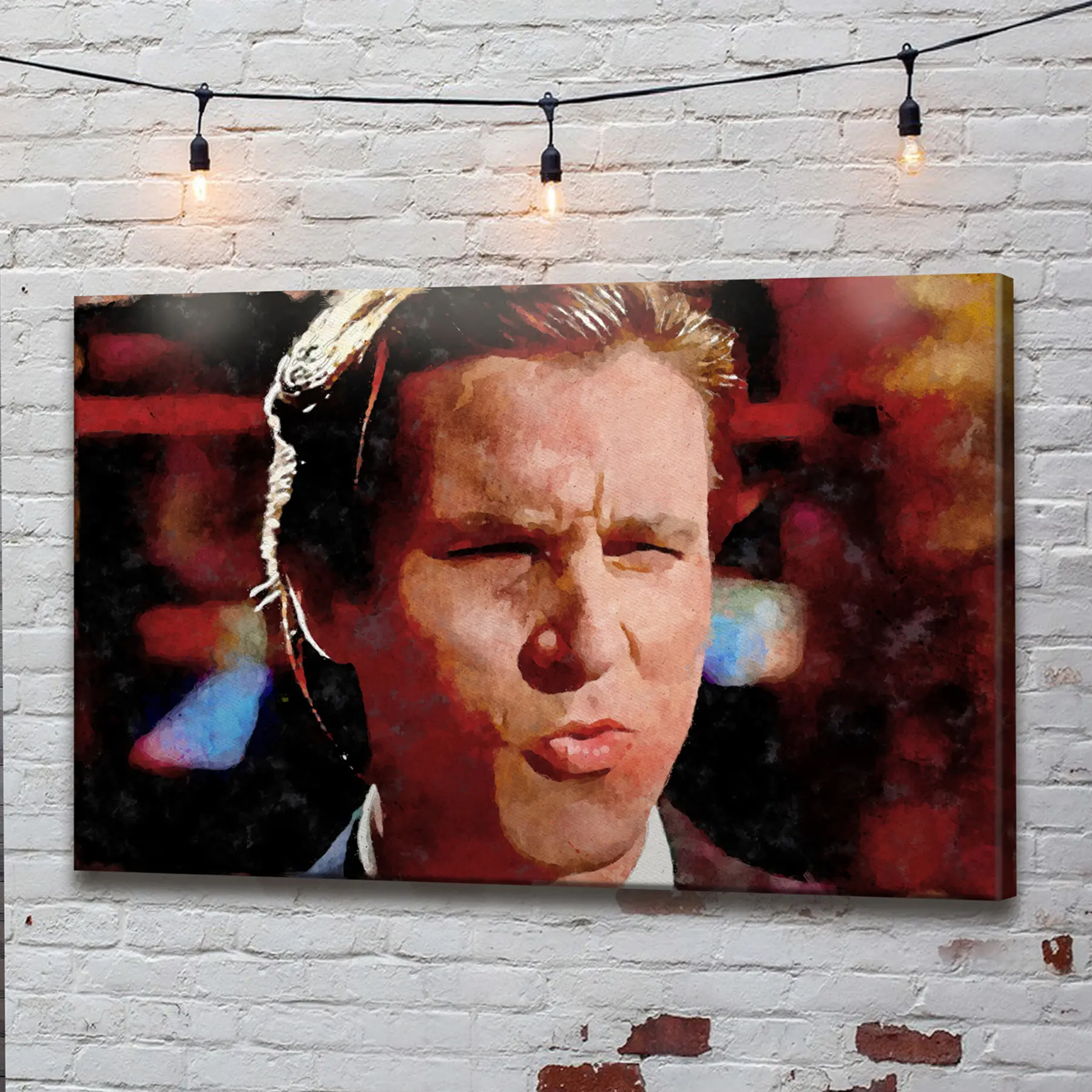 Papier peint photo Expression intense sur fond de couleurs vives s35747