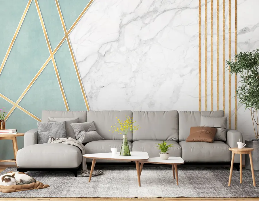 Fotobehang Marmeren achtergrond met geometrie en lijnen u95385