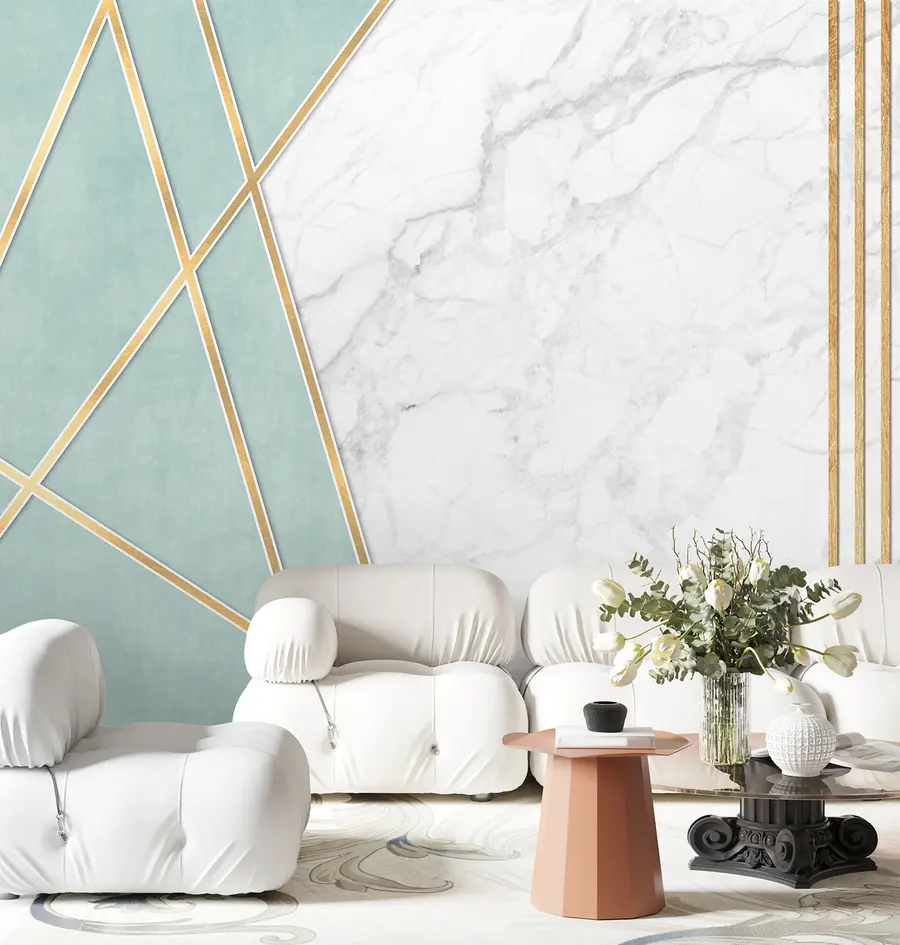 Fotobehang Marmeren achtergrond met geometrie en lijnen u95385