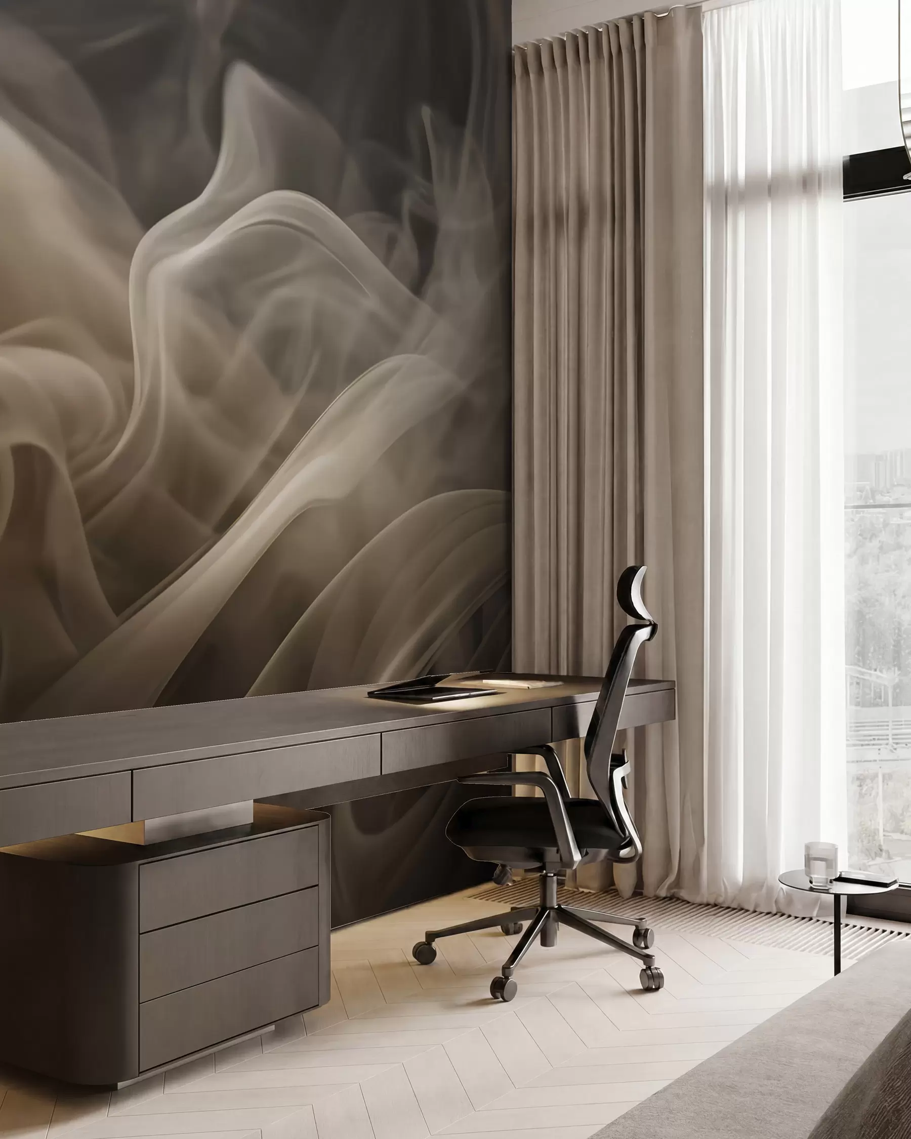 Fotobehang Abstracte golven van rook u96591