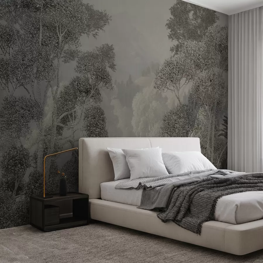 Fotobehang Tropisch bos in grijstinten u97396