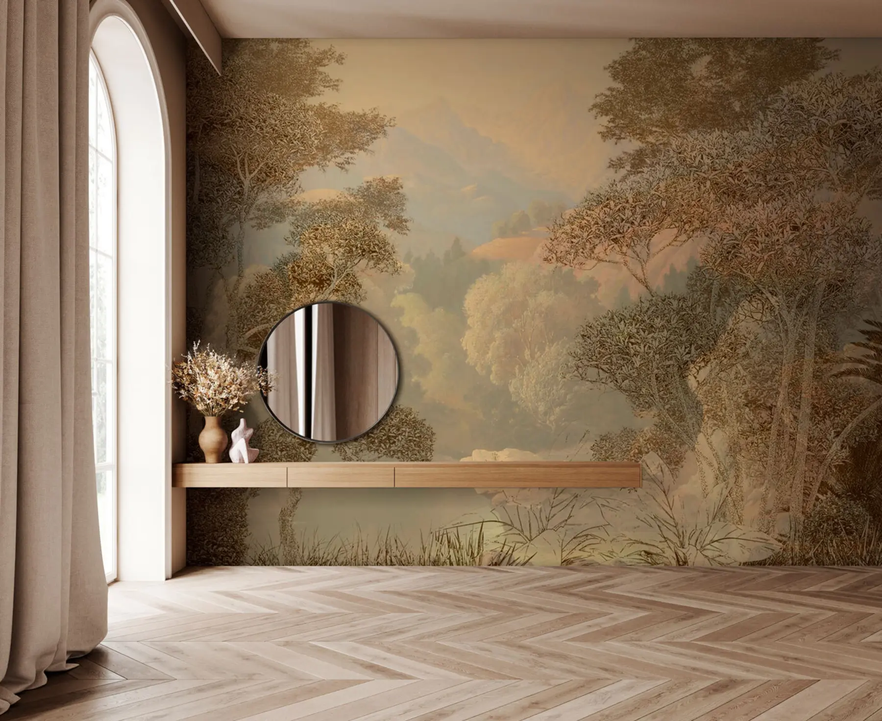 Fotobehang Tropisch bos in bruine tinten u97403