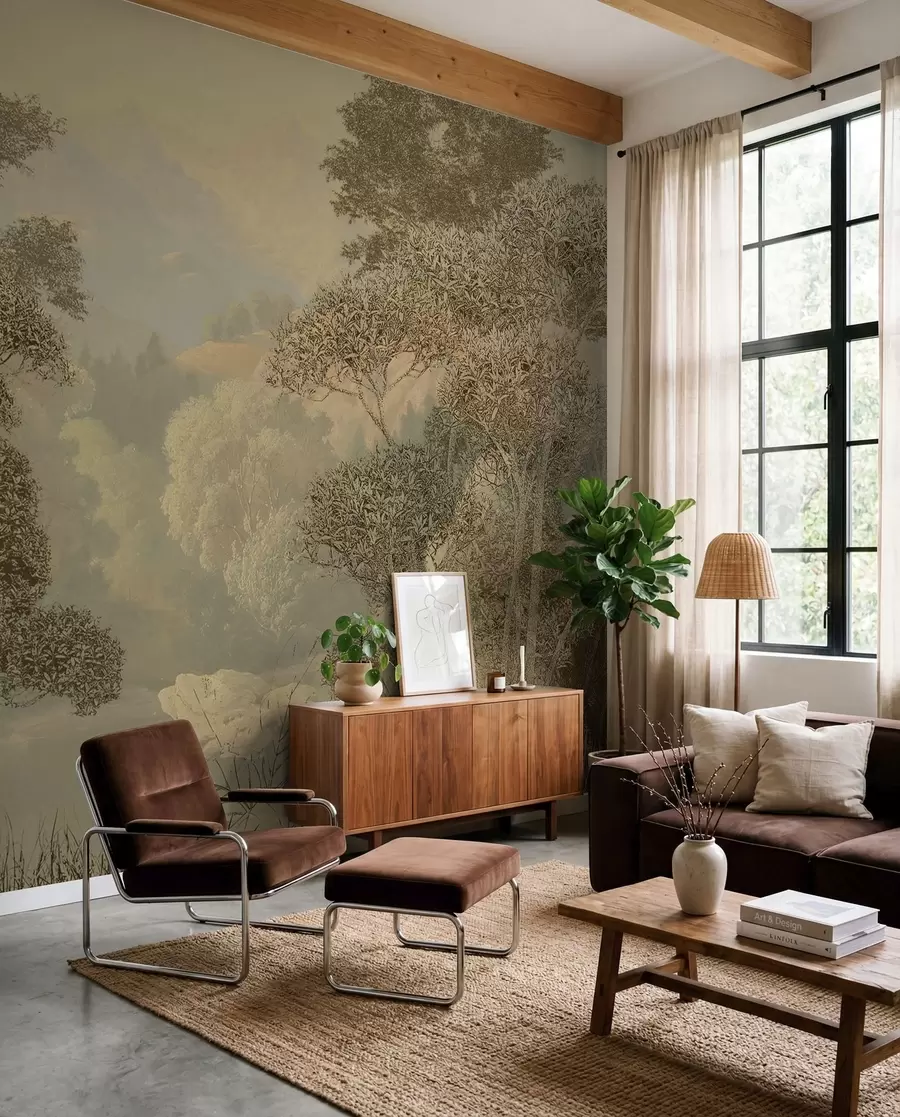 Fotobehang Tropisch bos in bruine tinten u97403