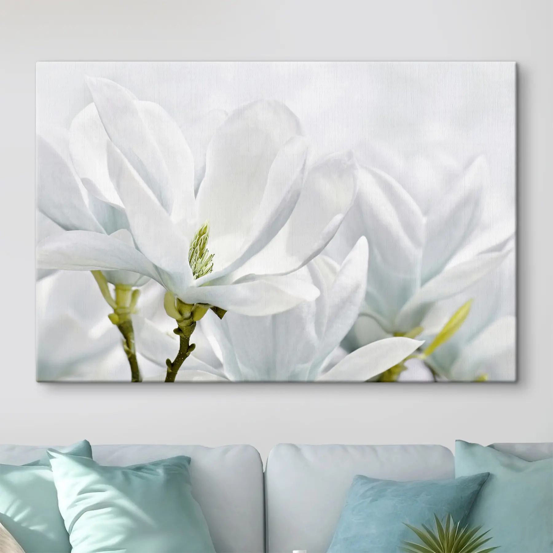 Fotobehang Elegante bloemen in zachte witte tinten s35784