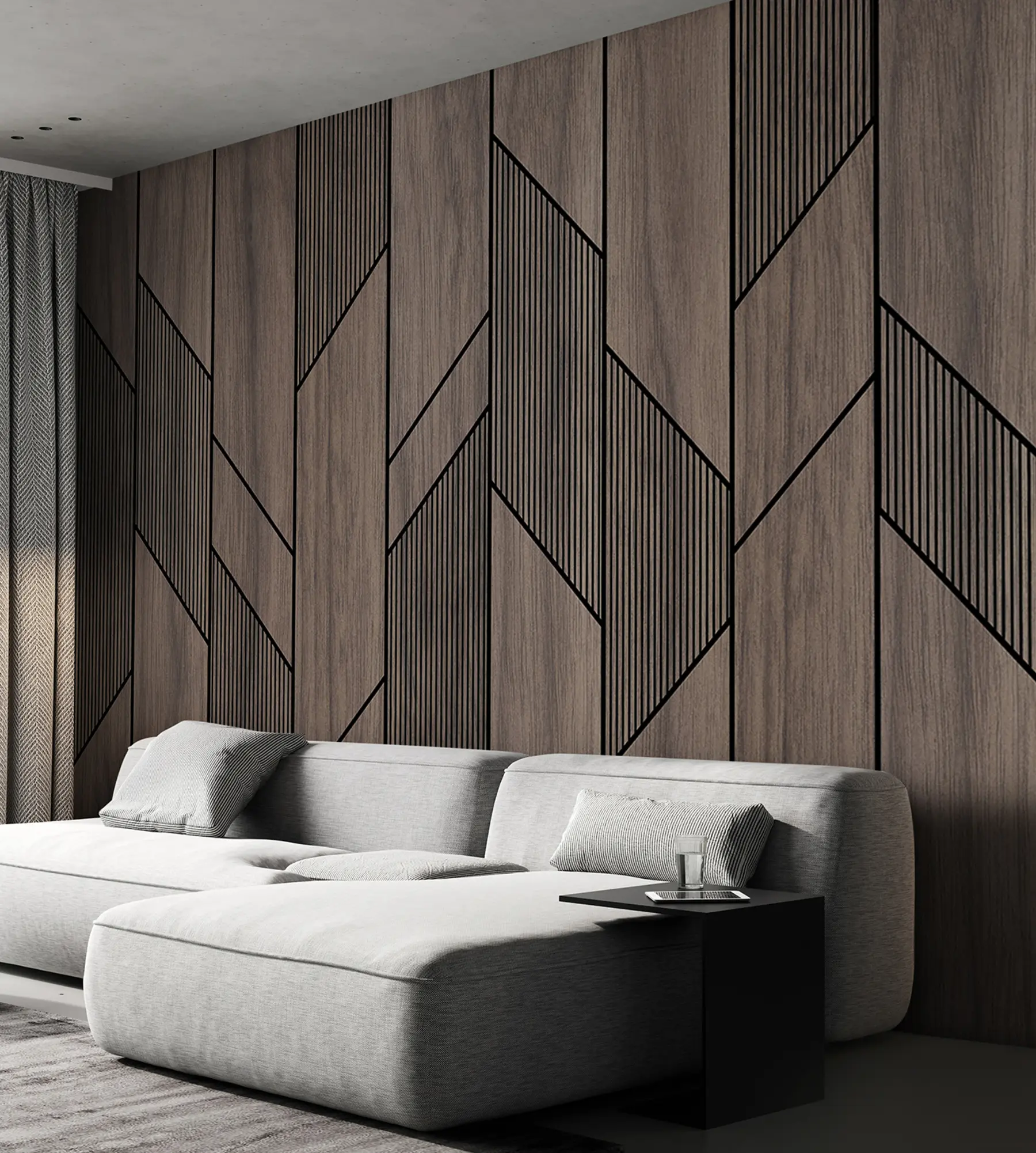 Fotobehang Geometrische panelen met houtstructuur u97427
