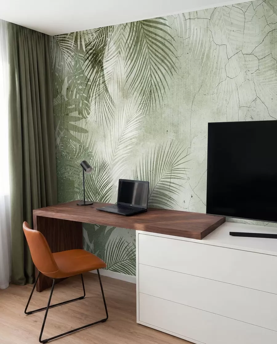 Fotobehang Groene 3D-bladeren in grunge-stijl u73583v3