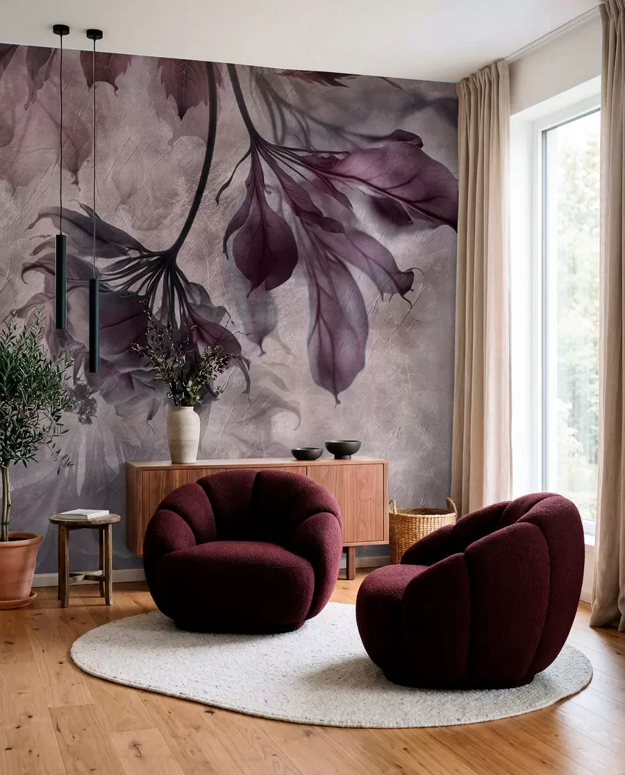 Fotobehang Fijne, doorschijnende takken in roze u93927v3
