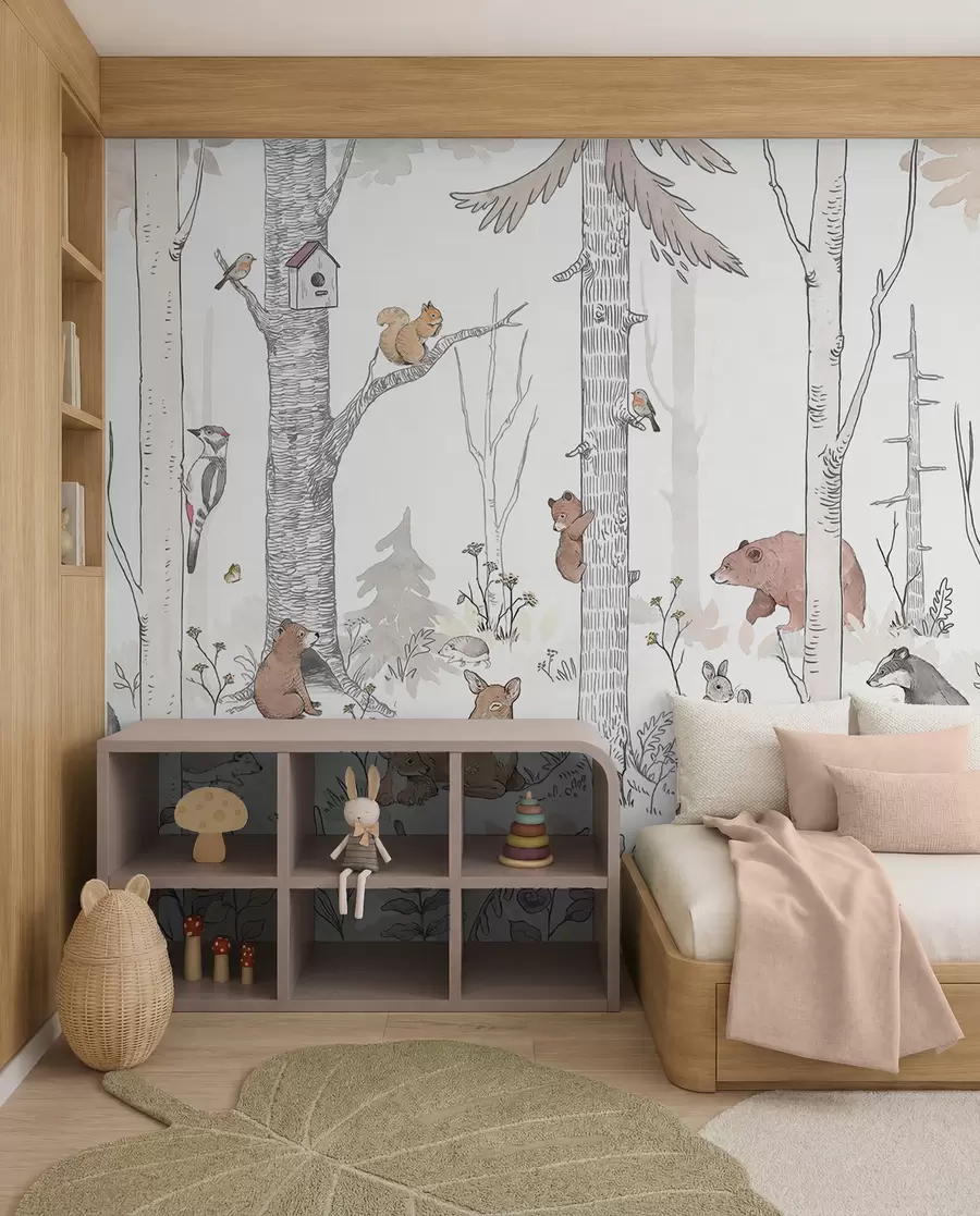 Fotobehang Vriendjes in het berkenbos u96850