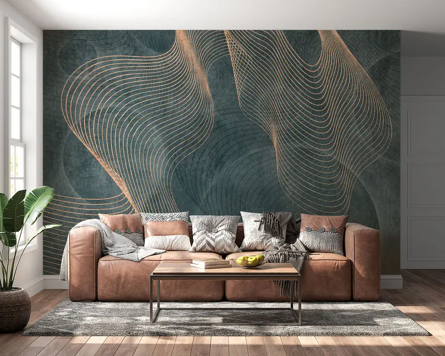 Fotobehang Golvende lijnen in groene kleur u97469v1