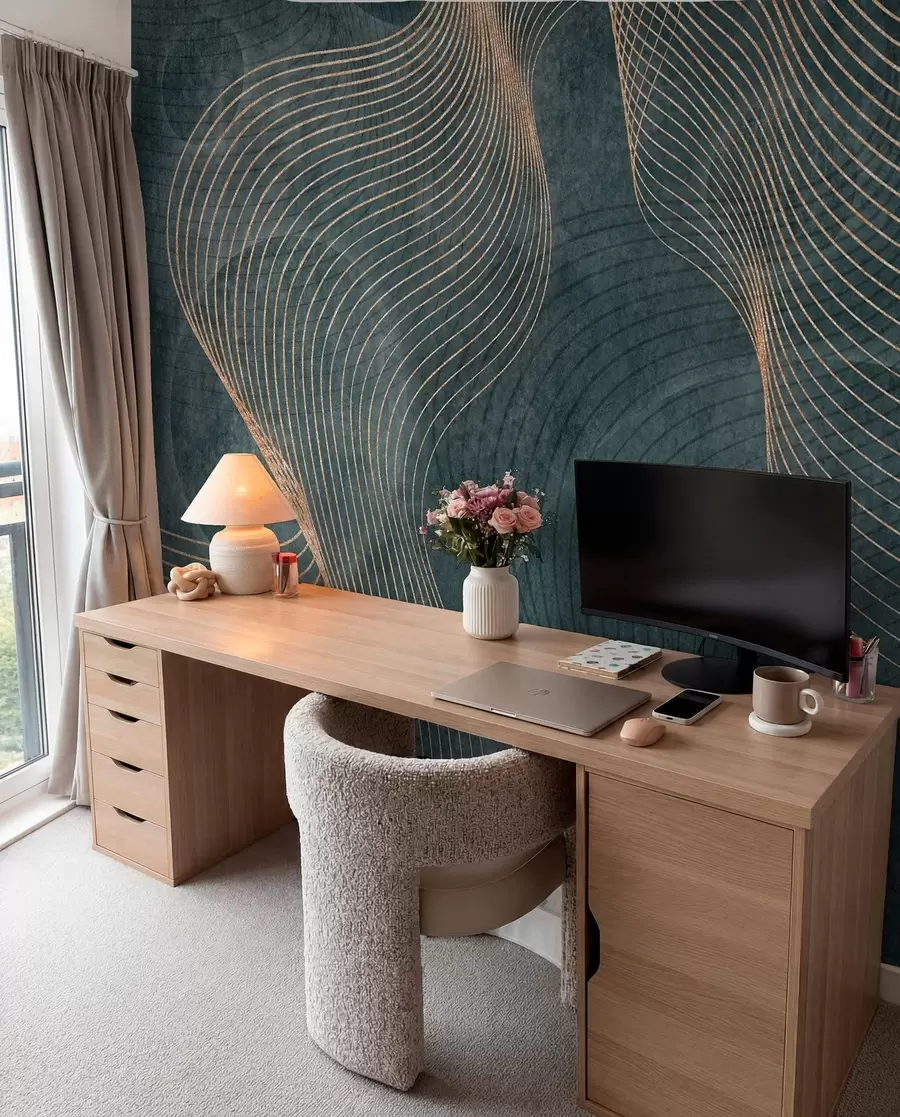 Fotobehang Golvende lijnen in groene kleur u97469v1