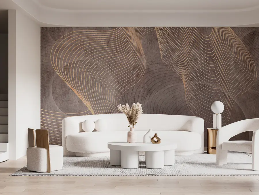 Papier peint photo Lignes ondulées dans les couleurs sable et beige u97469