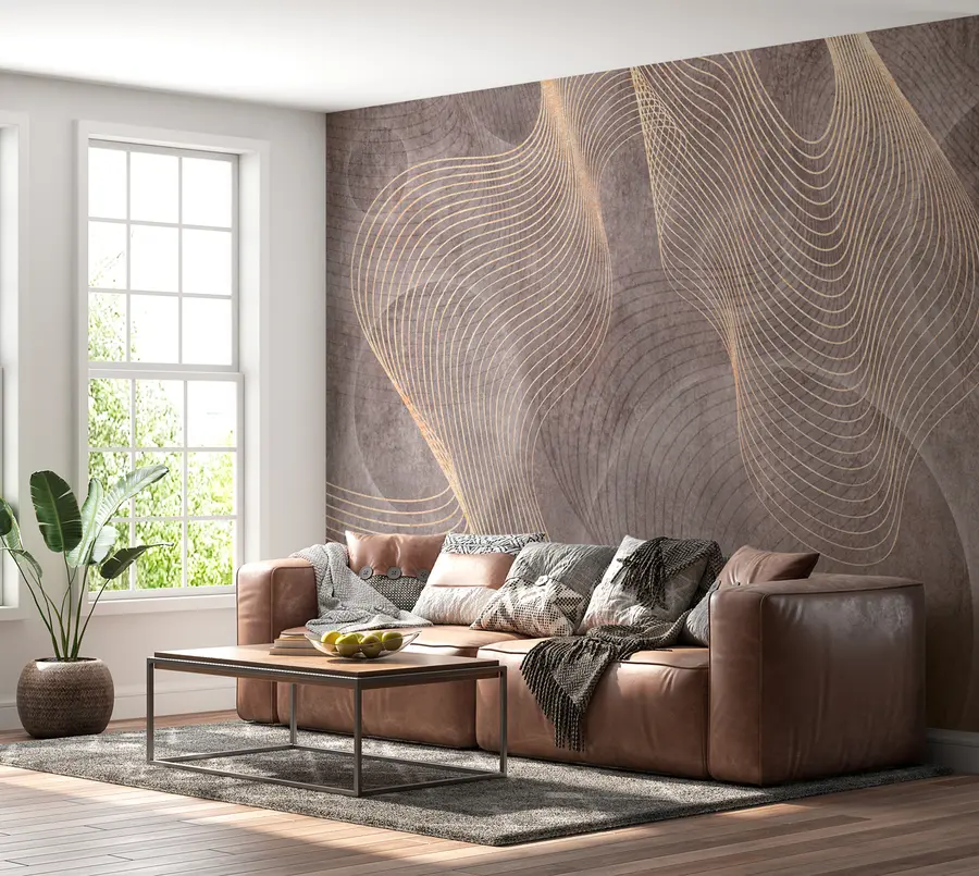 Papier peint photo Lignes ondulées dans les couleurs sable et beige u97469